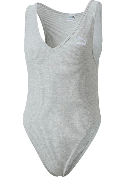 Kadın Light Gray Heather Puma Classics Ribbed Bodysuit Gri Kadın T-Shirt fiyatları