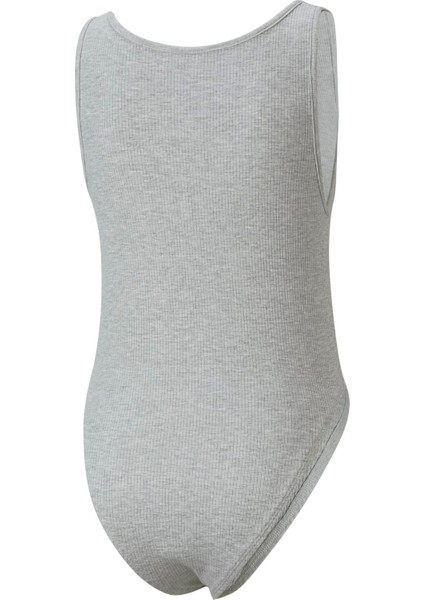 Kadın Light Gray Heather Puma Classics Ribbed Bodysuit Gri Kadın T-Shirt modelleri