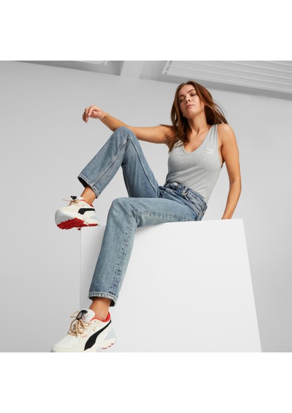 Kadın Light Gray Heather Puma Classics Ribbed Bodysuit Gri Kadın T-Shirt fırsatları