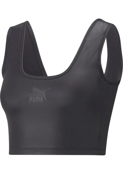 Kadın Puma Black Puma T7 Shiny Cropped Top Parlak Siyah Kadın T-Shirt modelleri