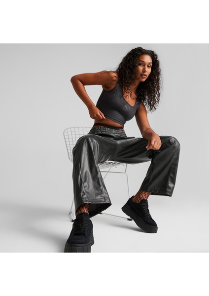 Kadın Puma Black Puma T7 Shiny Cropped Top Parlak Siyah Kadın T-Shirt fırsatları