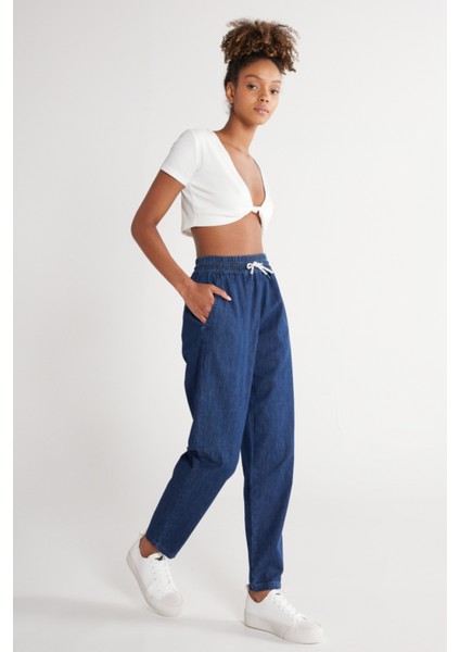 Regular Fit Normal Kesim %100 Pamuk Yüksek Bel Jean Jogger Pantolon modelleri