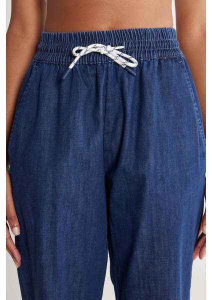 Regular Fit Normal Kesim %100 Pamuk Yüksek Bel Jean Jogger Pantolon indirimleri