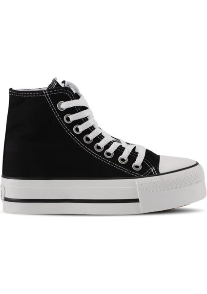 Super Hi Bilekli Kadın Yüksek Taban Yazlık Keten Siyah Spor Ayakkabı V1 fiyatları