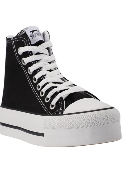 Super Hi Bilekli Kadın Yüksek Taban Yazlık Keten Siyah Spor Ayakkabı V1 fırsatları