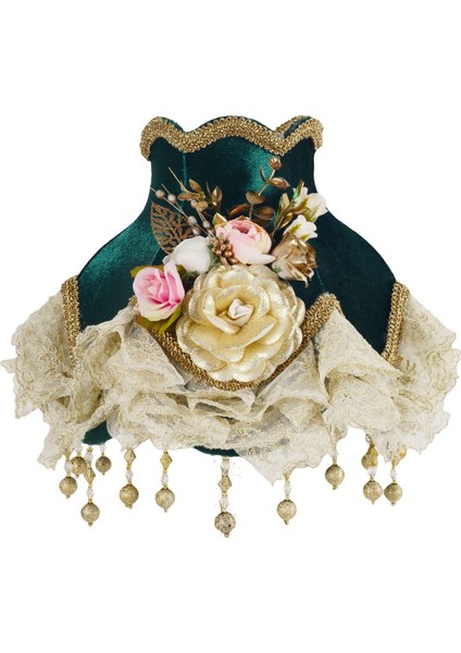 Hürrem Renk Kadife Kumaş Kaplı Gold Kristal Ayak Vintage Abajur AB0979 modelleri