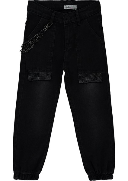 Kız Çocuk Kot Pantolon 10-13 Yaş Siyah