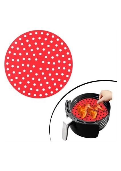 20 Cm Yıkanılabilir Isıya Dayanıklı Silikon Fırın Ve Airfryer Yuvarlak Pişirme Matı Renkli Zhd-Aras36547