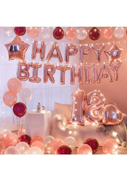 Rose Gold Lüks Yaş Happy Bırthday Doğum Günü Parti Süsü