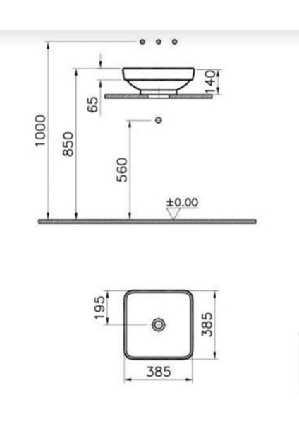 Water Jewels 40 cm Kare Altın Desenli Çanak Lavabo - Tezgah Üstü - 4441B472-2100