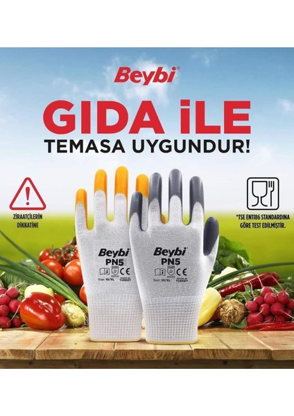 Pn5 Sarı Beyaz Polyester Örme Nitril Eldiven / 10 Adet fiyatları
