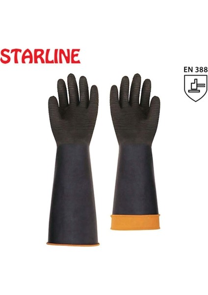 H2-60 Asit Eldiveni Siyah 60CM Avuçiçi Tırtıklı.