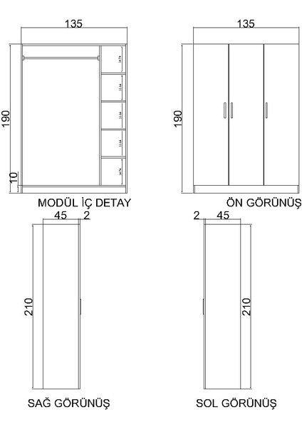 3 Kapaklı Gardırop fırsatları