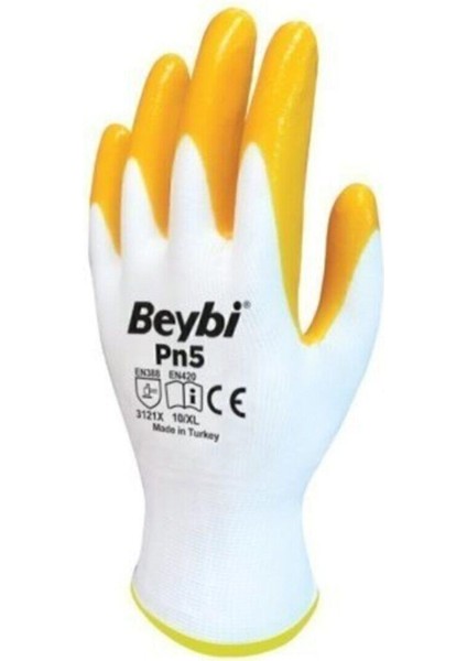 Pn5 Nitril Sarı Beyaz Eldiven No:10 PN5YE
