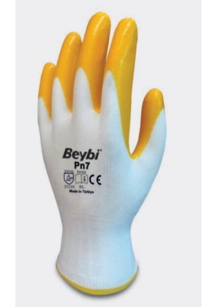 Nitril Eldiven Beybi Beyaz-Sarı Pn 7 Beybi Nitril Poly