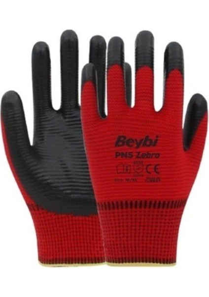 Pn5 Zebra Kırmızı Nitril Eldiven