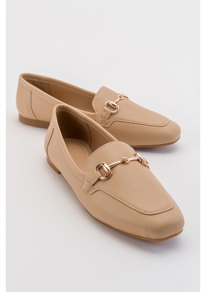 Tokalı Kadın Loafer Ayakkabı NUDE CİLT