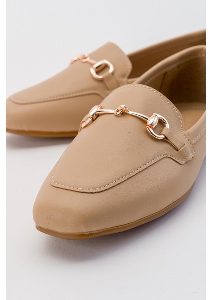 Tokalı Kadın Loafer Ayakkabı NUDE CİLT modelleri