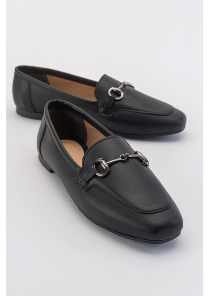 Tokalı Kadın Loafer Ayakkabı SİYAH CİLT