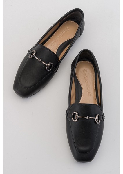 Tokalı Kadın Loafer Ayakkabı SİYAH CİLT indirimleri