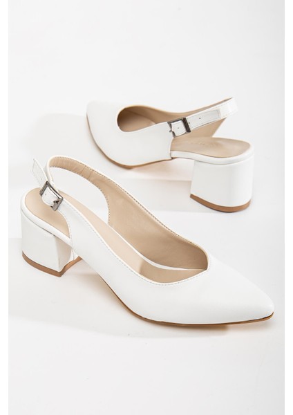 Arkası Açık Kadın Topuklu Ayakabı 41-42 BEYAZ CİLT fiyatları