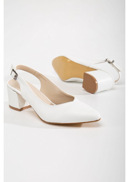 Arkası Açık Kadın Topuklu Ayakabı 41-42 BEYAZ CİLT modelleri