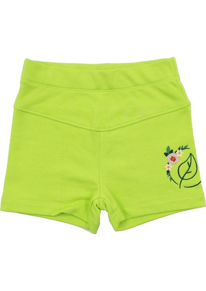 Nakış Işlemeli Kısa Paça Slim Fit Kız Çocuk Şort