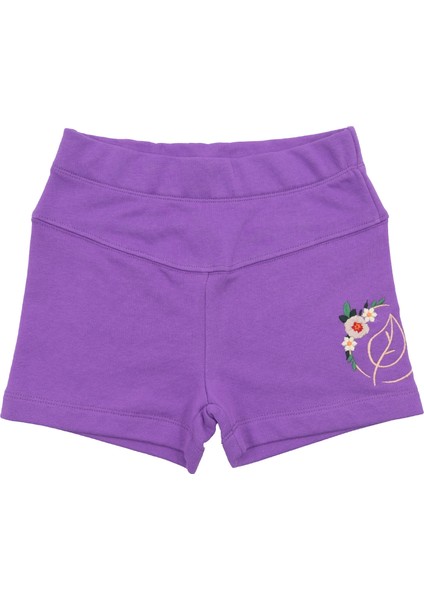 Nakış Işlemeli Kısa Paça Slim Fit Kız Çocuk Şort