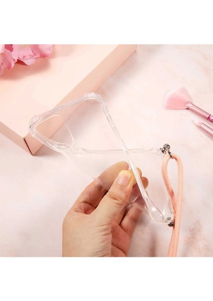 Samsung Galaxy J7 Prime Kılıf Boyun Omuz Askılı Beyaz iPli Kordonlu Anti Şok Köşe Korumalı Şeffaf Silikon X-ROP modelleri