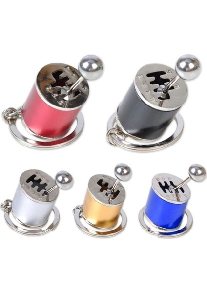 Naque Metal Anahtarlık Hareketli Araba Vites Anahtarlık Altı Hız Dişli Shifter Topuzu