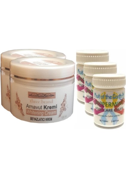 Three Brand 100ML Arnavut Aklıkkremi 2AD+FOOT Carecream 50ML Ayakbakımkremi NANEFERAHLIĞIVEKOKUSU3AD