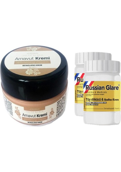 50 ml Arnavut Aklık Kremi 1 Ad + Russıan Glare Tüy Dökücü Azaltıcı Merhem 50 ml 2 Ad