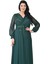 Büyük Beden Yeşil Renkli Uzun Şifon Elbise 4