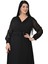Büyük Beden Siyah Renkli Uzun Şifon Abiye Elbise 3