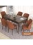 Concept Eva Serisi 80X132 Açılabilir Mdf Barok Ahşap Desen Mutfak Masa ve 6 Sandalye 1
