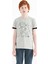 Gri Melanj Minimal Yazı Baskılı Standart Kalıp O Yaka Erkek Çocuk T-Shirt - 11132 1