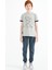 Gri Melanj Minimal Yazı Baskılı Standart Kalıp O Yaka Erkek Çocuk T-Shirt - 11132 3