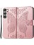 Samsung Galaxy S23 Için Baskılı Kelebek Desen Telefon Kılıfı, Pu Deri + Tpu Cüzdan Stand Tam Koruma Telefon Kapağı Kayışlı (Yurt Dışından) 1