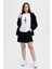 Kadın Kapüşonlu Fermuarlı Oversıze Sweatshirt Siyah 4