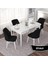 Concept Nef Serisi 70X114 Açılabilir Mdf Beyaz Mermer Desen Mutfak Masa Takımı 4 Sandalye 1