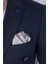 Erkek Slim Fit Sivri Yaka Yarım Astar Kruvaze Lacivert Takım Elbise 4