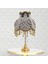 Fransız Dantel Kaplama Koyu Füme Kadife Kumaş Gold Kristal Ayak Klasik Abajur AB0444 2