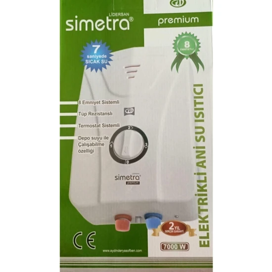 Simetra Premium Elektrikli Şofben Ani Su Isıtıcı 8 Emniyetli