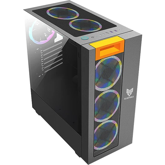 Blueforce Spectra 6*rgb Fanlı Atx-Mini Atx Itx Uyumlu Mid Tower Gaming Oyuncu Kasası Psu'suz