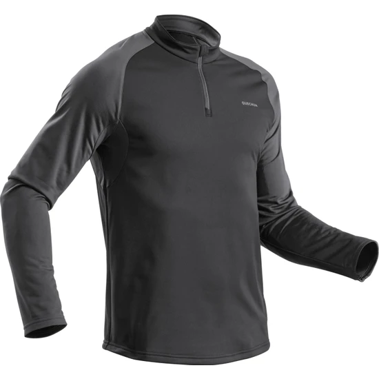 Decathlon Quechua Erkek Uzun Kollu Outdoor Tişört - Siyah - Sh100 Warm