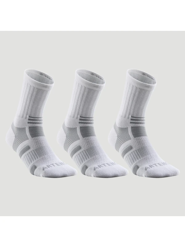 Decathlon Artengo Tenis Çorabı - Uzun Konçlu - Unisex - 3 Çift - Beyaz / Gri - Rs560
