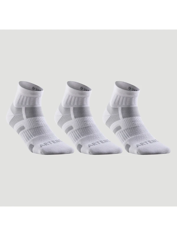Decathlon Artengo Tenis Çorabı - Orta Boy Konçlu - Unisex - 3 Çift - Beyaz / Gri - Rs560