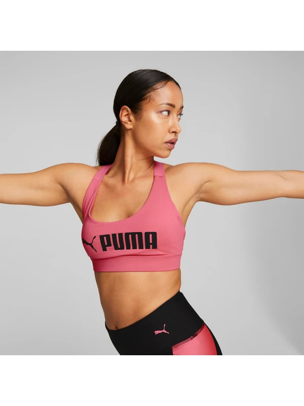Puma Kadın Sunset Pink Puma Mid Impact Fit Bra Pembe Kadın Spor Sütyeni/bra