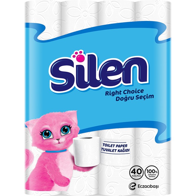 Silen 3 Katlı Tuvalet Kağıdı 40 Rulo Ultra Yumuşak ve Ekstra Dayanıklı Beyaz