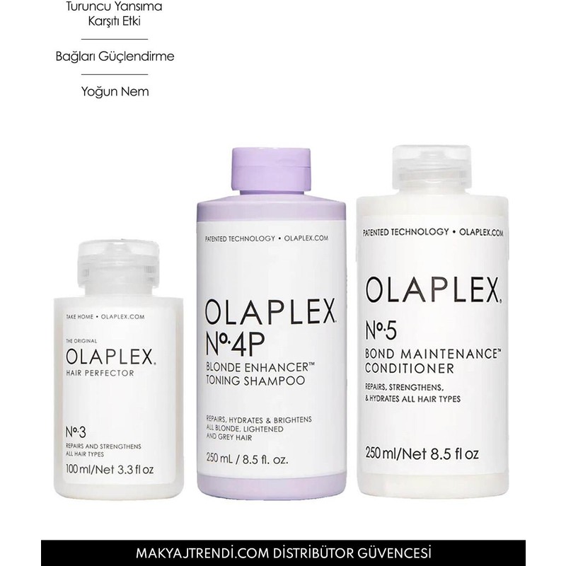 OLAPLEX The Blonde Maintenance System - Sarı Saçların Rengini Koruyan & Bağ Güçlendiren Bakım Seti